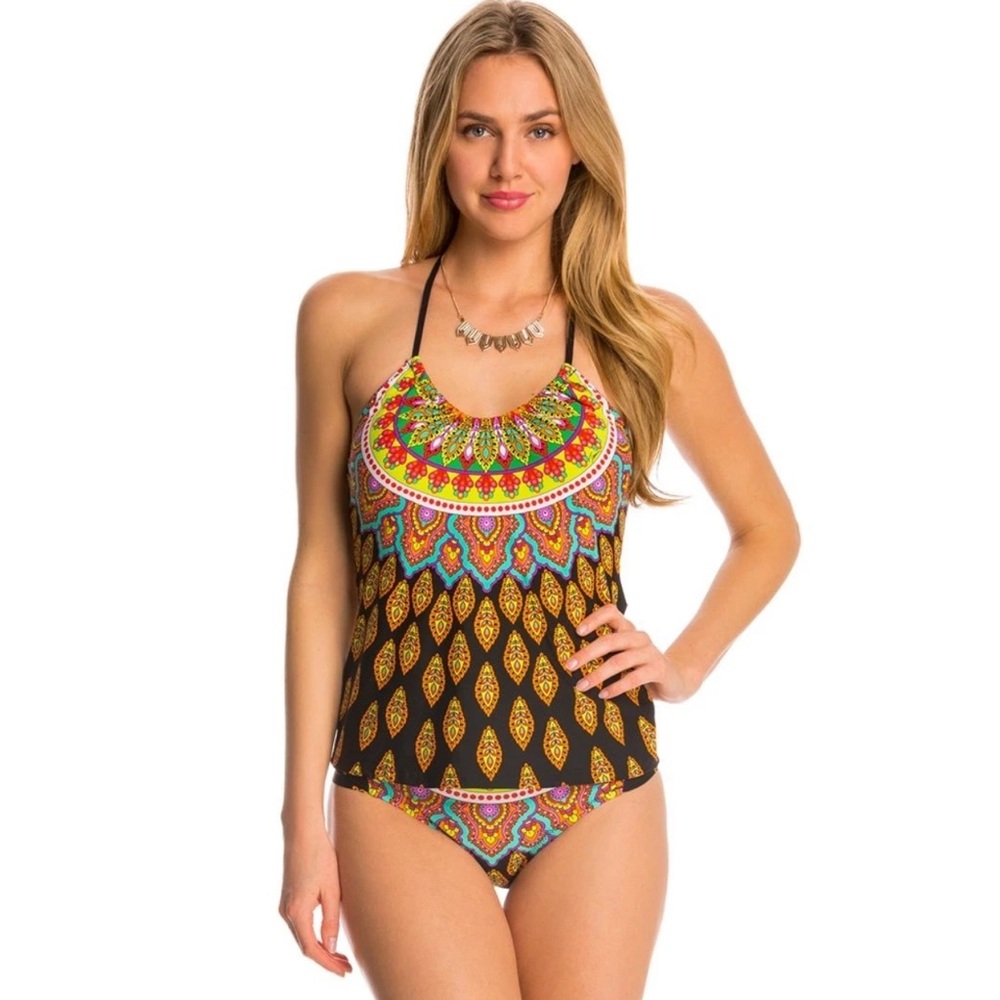 Trina Turk Moroccan Sz 14 Tankini‎ Top & Sz 12 Tie Hipster
Bottom